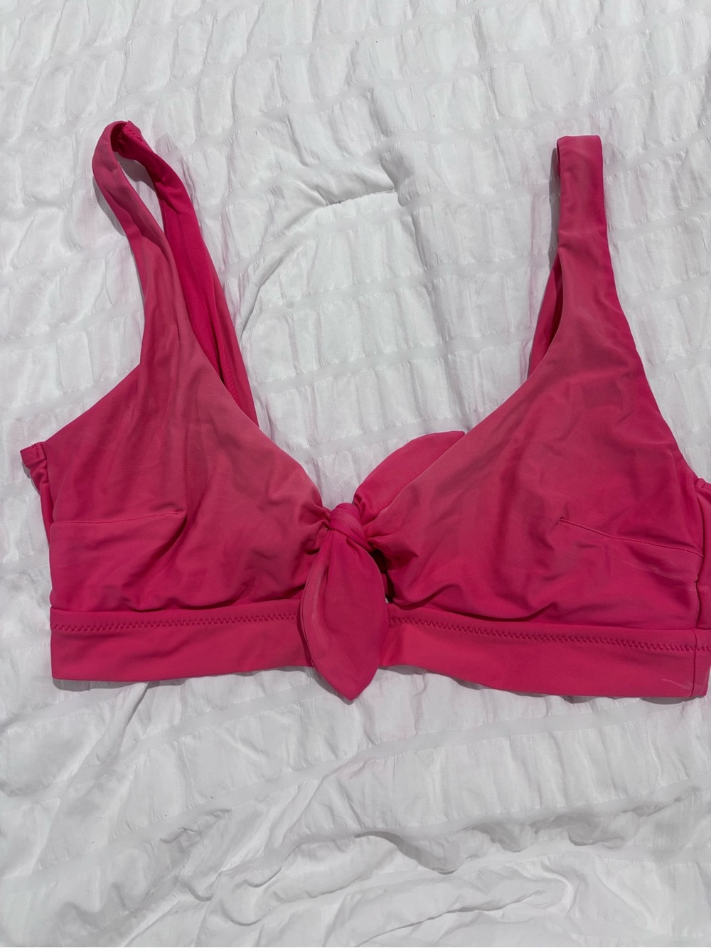 Aerie Women's Large Pink Scoop Neck Bikini Top Tie Front